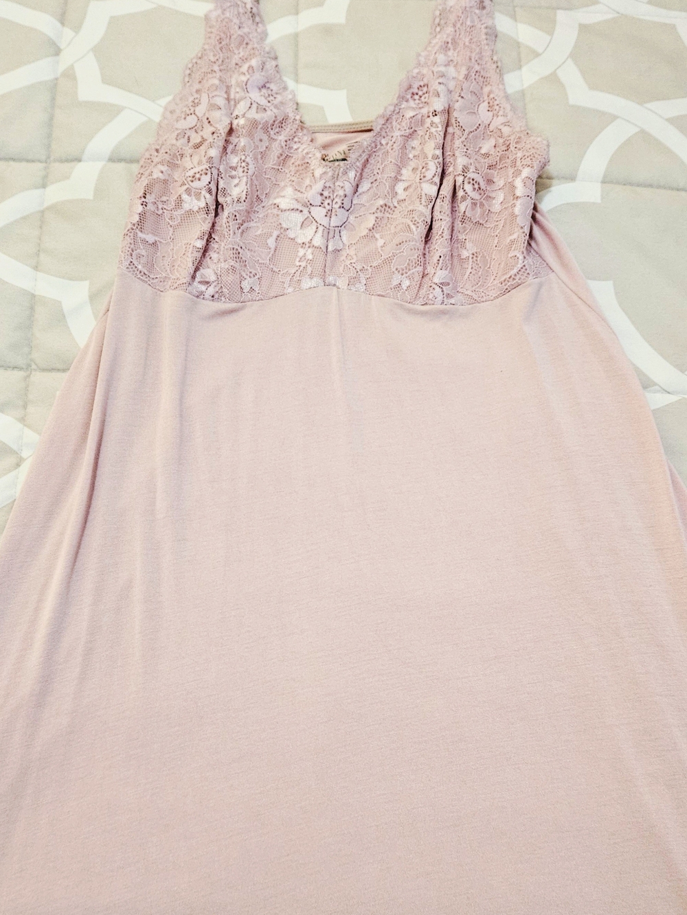 Lace Trim Felina Sleeveless Nightgown in Dusty Rose - Picture 4 of 5